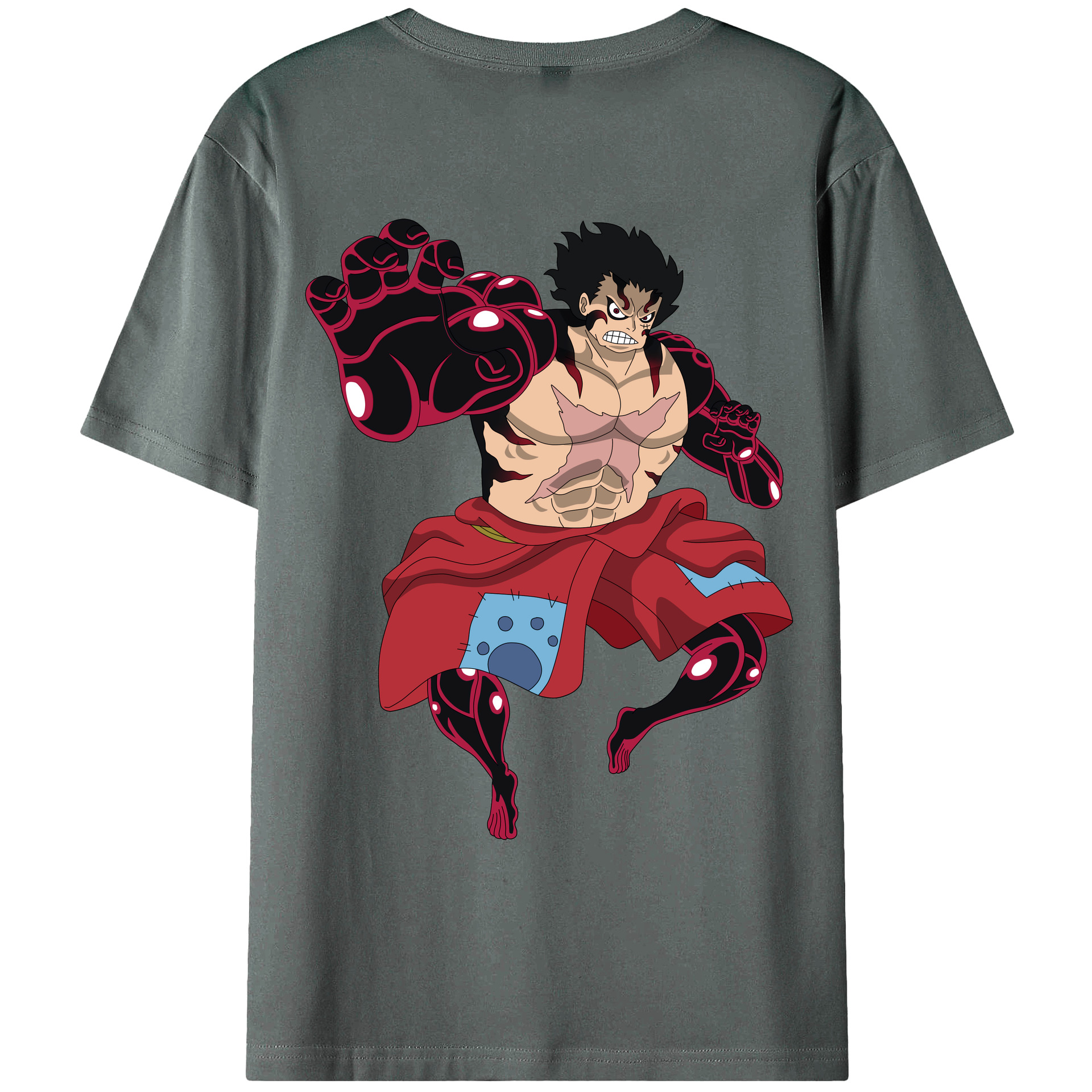 ワンピース モンキー・D・ルフィ ONE PIECE Monkey D. Luffy 綿100％ メンズ半袖Tシャツ（バックプリント） 通気性